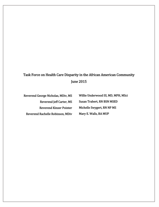 Task Force on Health Care Disparity in the African American Community